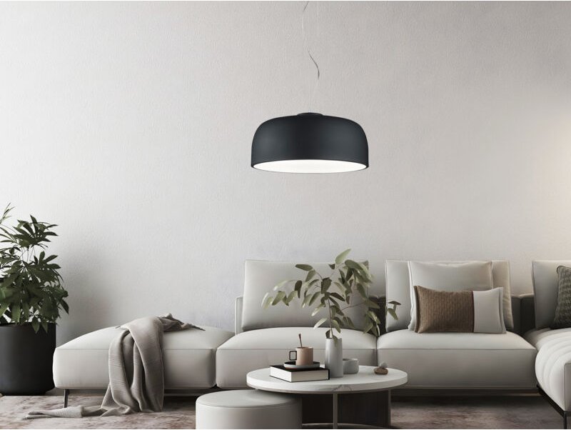 Trio - Große Pendelleuchte baron mit Lampenschirm Metall Schwarz, ø 52cm