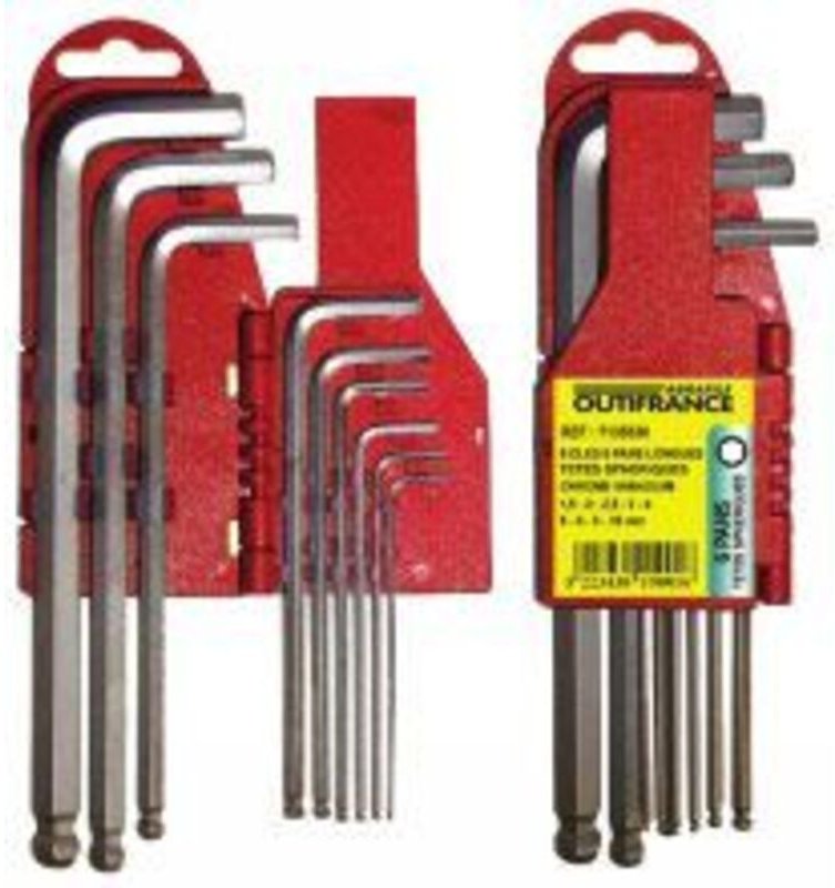 Satz 6-kant Kugelgelenkschlüssel auf Unterlage OUTIFRANCE