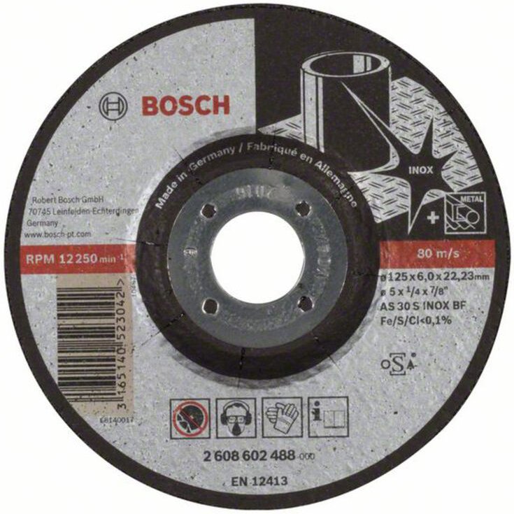 Bosch Accessories 2608602488 Schruppscheibe gekröpft Durchmesser 125 mm Bohrungs-Ø 22.23 mm Metall,