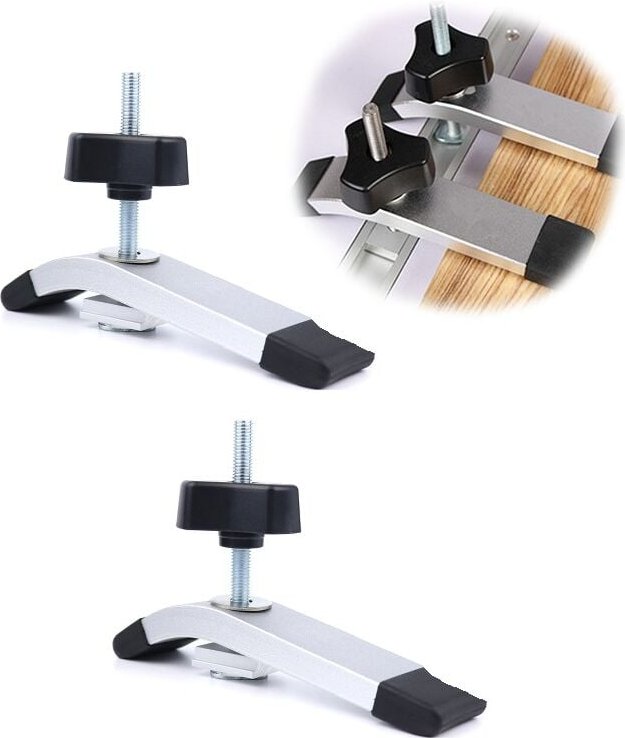 Thumbnail - Set mit 2 Schienen – Aluminium-T-Schienen-Klemme, T-Schienen-Metall-Schnellhalteklemmen-Set, für T-Nut-Holzbearbeitungsw...