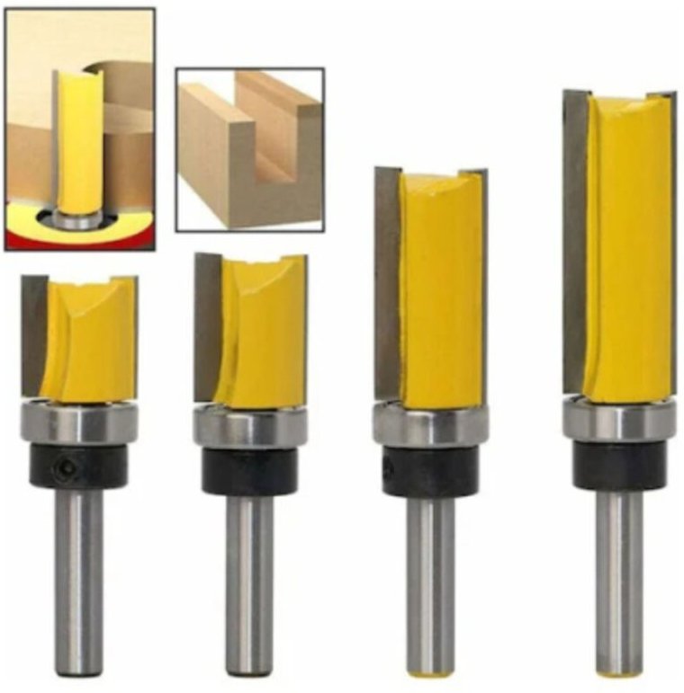 Fresa di precisione per profilatura, fresa piatta per rifilatura a filo, gambo 8 mm, diametro 19,05 mm, albero con cusci...