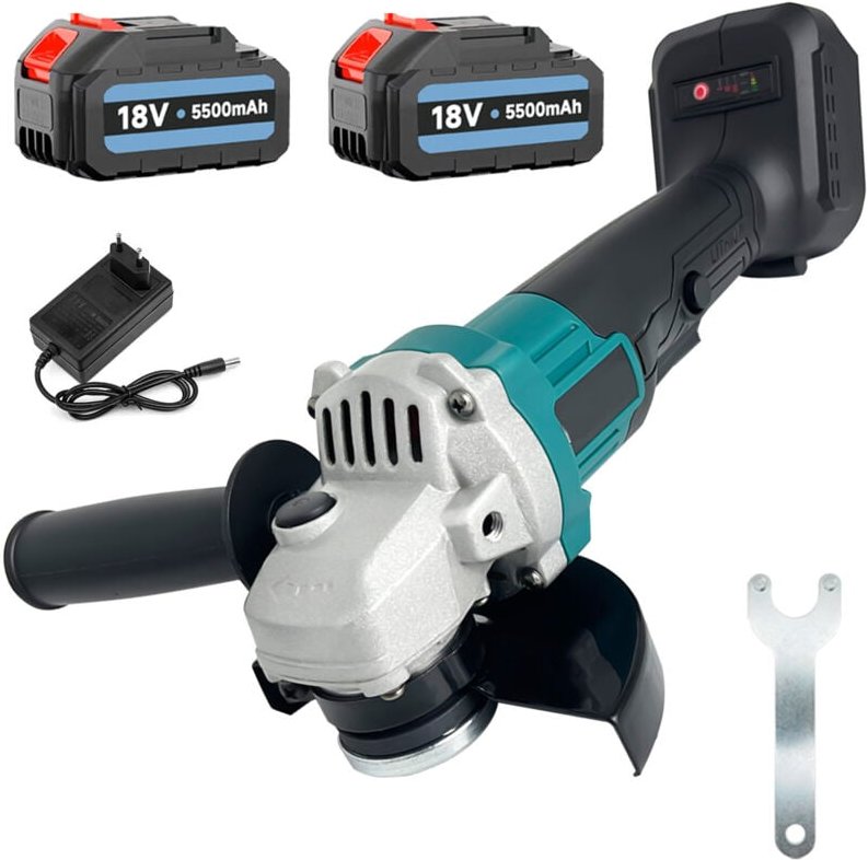 Schleifmaschine, Akku-Winkelschleifer, 18V 800W 125mm Winkelschleifer, Schleifwerkzeug mit Schiebegriff, ausgestattet mi...