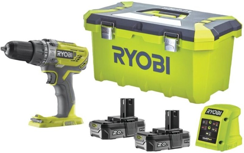 Ryobi R18PD3-0 Bohrschrauber-Schlagbatterie 18V 50Nm Kit 2x2,0 Ah