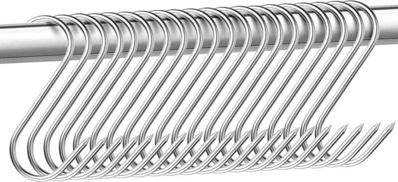 Shining house 15er-Pack Metzgerhaken aus Edelstahl, 15 cm Metzgerhaken, S-förmige Haken, für Badezimmer, Schlafzimmer, B...