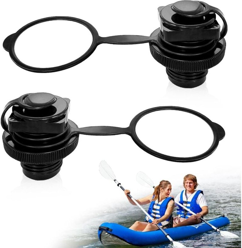 2 Stück Schlauchboot Ventil,Aufblasbare Luftventil mit Kappe Deckel,Ventil Ersatz Universal 22mm für die Schnelle Inflat...