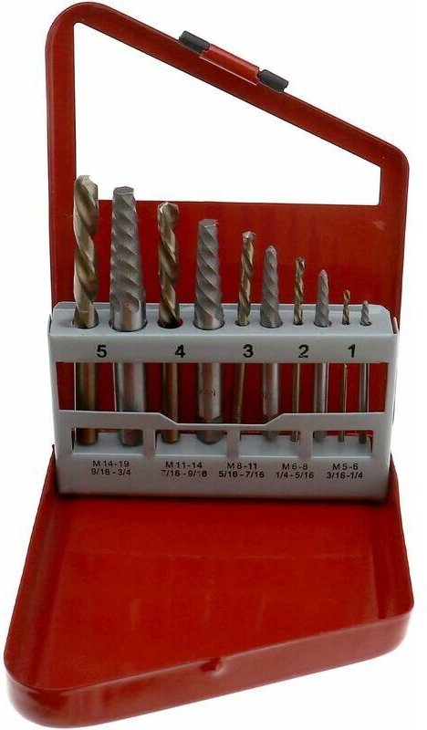 10-teiliges HSS-Schraubenausdreher-Set mit Kobalt-Linksbohrer, Werkzeug zum Ausdrehen abgebrochener Schrauben und Metall...