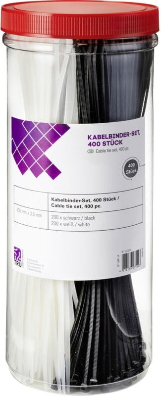 Tru Components - TC-BT-300-3.6-NUVB Kabelbinder 300 mm 3.6 mm Natur, Schwarz UV-Witterungsstabil 400 s