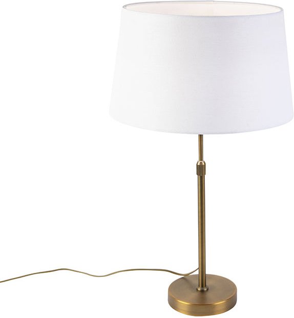 Bronze Tischlampe mit Leinenschirm weiß 35cm - Parte