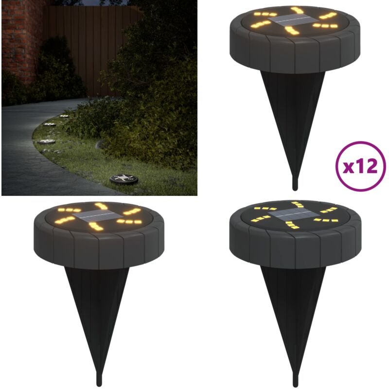 Thumbnail - Solar-Bodenleuchten mit Erdspieß 12 Stk. Warmweiß - Solarlaternen - Gartenbeleuchtung - Außenscheinwerfer - LED-Beleucht...