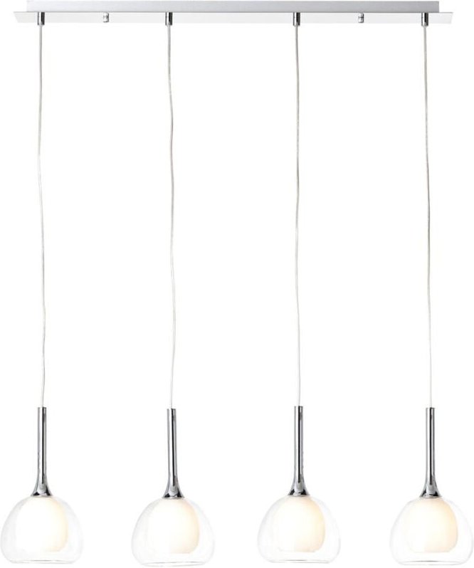 Lampe Hadan Pendelleuchte 4flg chrom/weiß-transparent 4x D45, E14, 40W, geeignet für Tropfenlampen (nicht enthalten) In ...