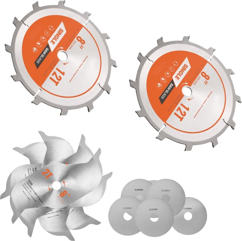 Mophorn Sägeblatt-Set für Dado-Schnitte (203 mm Durchmesser, 12 präzise Zähne) aus Legierung, Nutfräser mit Spanschneide...