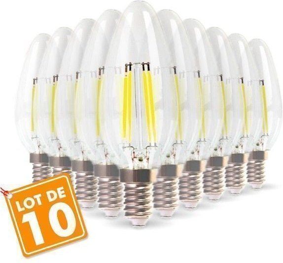 Eclairage Design - Lot mit 10 Flammenfilamenten Flamme 4w äq. 40W E14 warmweiß 2700K