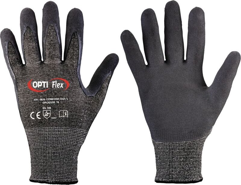 FP - optiflex 0838-08 Schnittschutzhandschuhe Comfort Cut Größe 8 schwarz meliert/sch