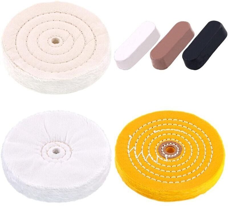 6-teilige 6-Zoll-Profi-Polierscheiben mit Polierpasten-Set in 3 Farben, einschließlich Baumwolle (48-lagig), Gelb (39-la...