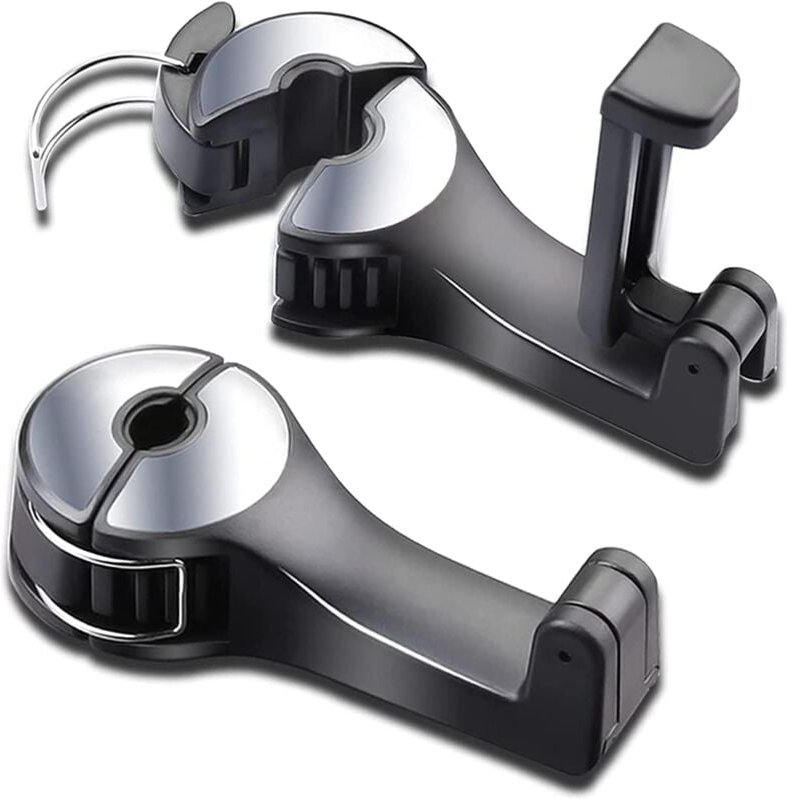 Thumbnail - 2 Stück Autositz-Rückenhaken, 2-in-1 mit Handyhalterung, Auto-Haken, Auto-Aufhänger, universeller versteckter Rücksitz-H...