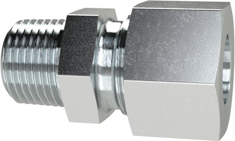 Gerade Einschraubverschraubung, r 3/8 a., Rohr-Ø 12, Stahl verz. - Riegler