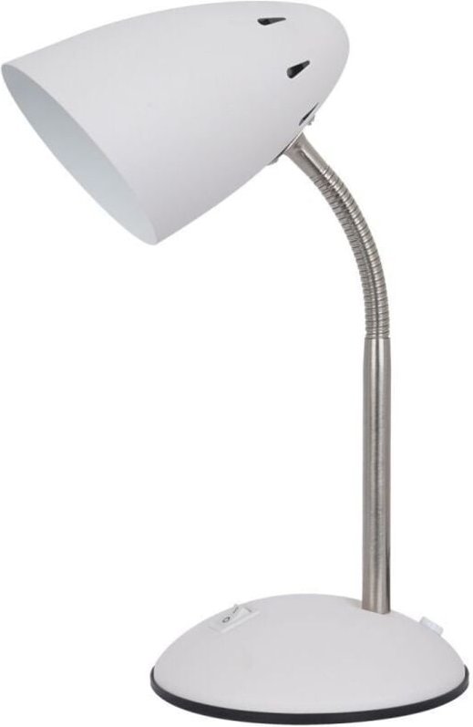 Cosmic - Moderne Tischlampe Weiß, Satin Nickel 1 Licht mit weißem Schirm, E27 - Italux