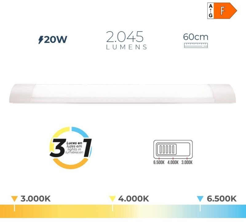 EDM - led Lampe 31865 f 20 w 2045 lm (3000 k) (4000 k) (6500 k) - Marke: Produkt - ean: 8425998318654