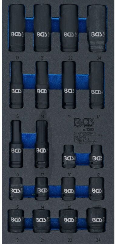 Bgs Technic - Werkstattwageneinlage 1/3: Kraft-Steckschlüssel-Einsätze Sechskant 12,5 mm (1/2') 10 - 24 mm 20-tlg.