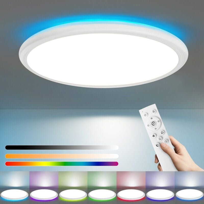 Thumbnail - Deckenlampe led Deckenleuchte Flach - Schlafzimmerlampe 30CM Badezimmerlampe 32W Küchenlampe Schlafzimmer weiß Rhombenpl...