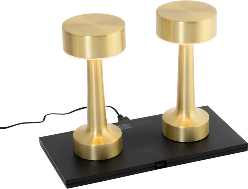 Set mit 2 goldenen RGBW-wiederaufladbaren Tischlampen - Isobel