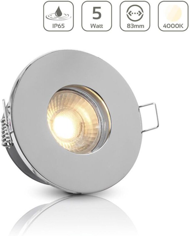 Einbauspot IP65 rund - Farbe: Chrom - LED Leuchtmittel: GU10 5W neutralweiß