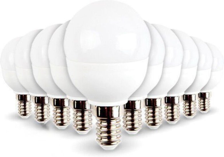 Los mit 10 LED-Lampen E14 Mini Globe 5,5 w 470 Lumen Gl. 40 w. Farbtemperatur: 4000K neutralweiß