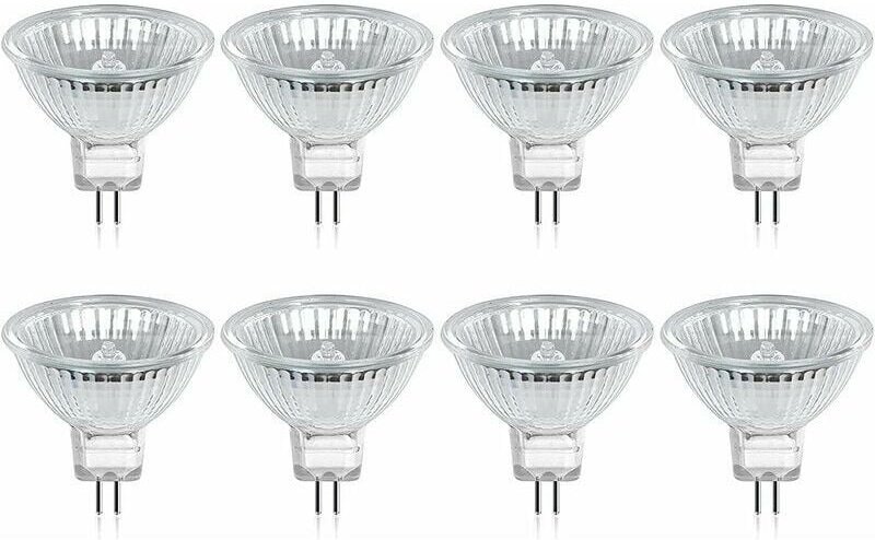 Jalleria - Halogenlampe GU5.3 MR16 35 w 12 v Warmweiß 2800 k dimmbar, Glasabdeckung 400 Lumen, 2-poliger Spot-Ersatz, 8 ...