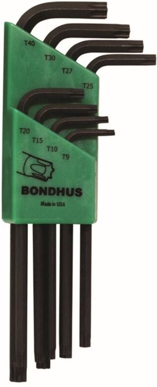 Set mit 8 langen, manipulationssicheren Torx-Winkelschlüsseln TR9-TR40 Bondhus 32434