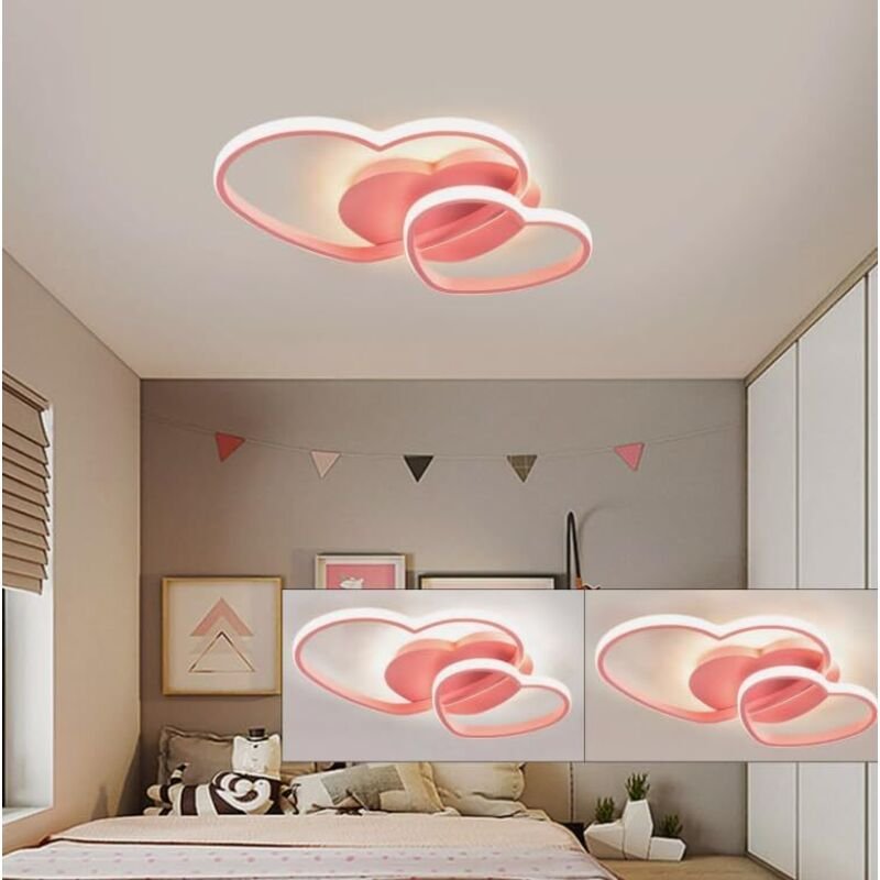 LED Deckenlampe, 42W Herz Deckenleuchte dimmbar mit Fernbedienung, 3500-6500k Kinder Deckenlampe, Für Kinderzimmer Junge...