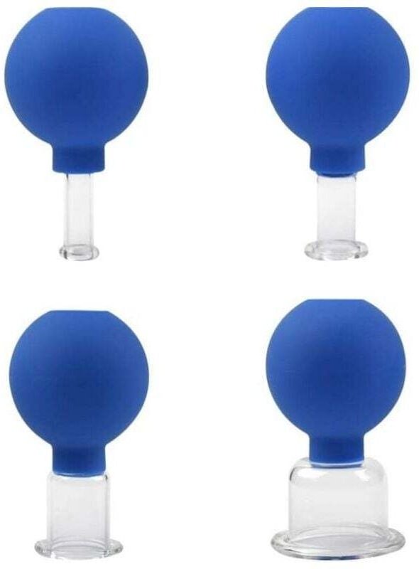 Glas-Schröpfset mit 4 verschiedenen Größen, Saugnapf für Massage, Anti-Cellulite-Saugnapf, Saugnäpfe für Massagekopf, Ge...