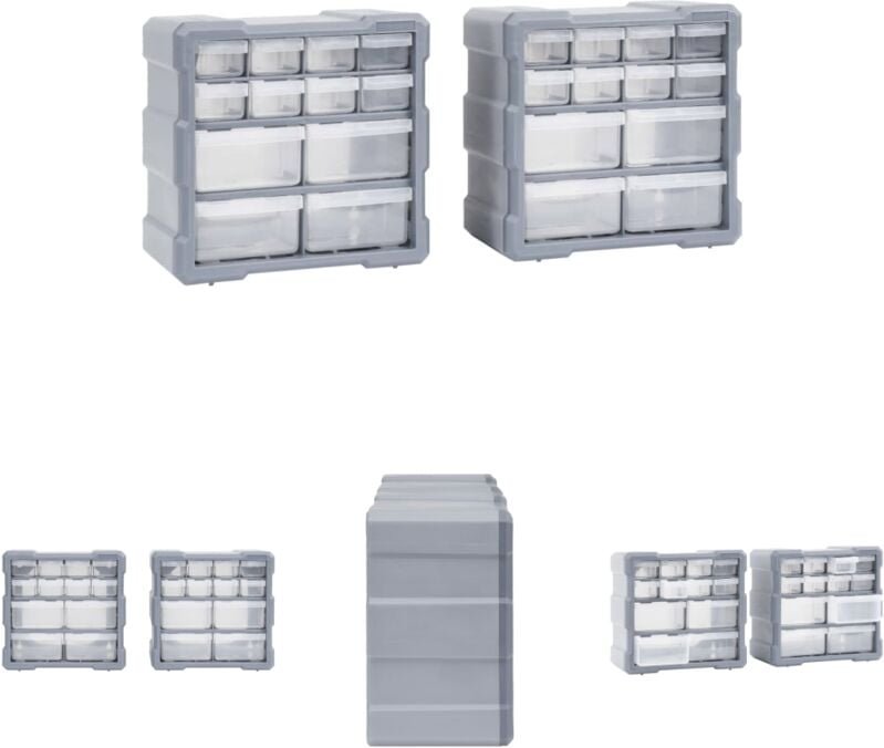 The Living Store Multi-Schubladen-Organizer 2 Stk. 12 Schubladen 26,5x16x26 cm - Werkzeugkästen