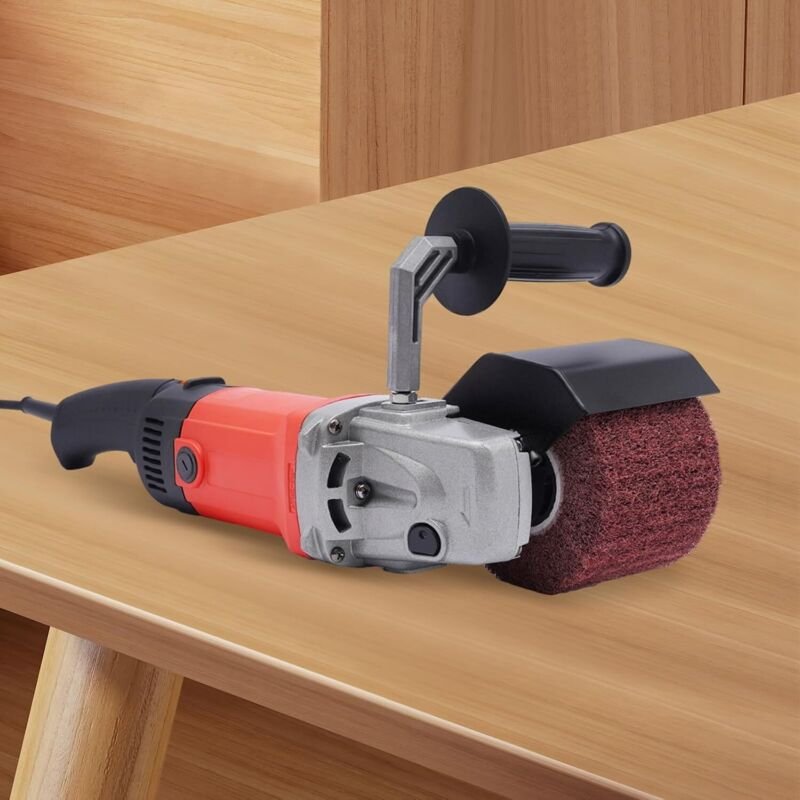 Satiniermaschine Spiegelpoliermaschinef Schleifmaschine 1580W Bürstenschleifer Polierer Walzenschleif mit Schutzabdeckun...