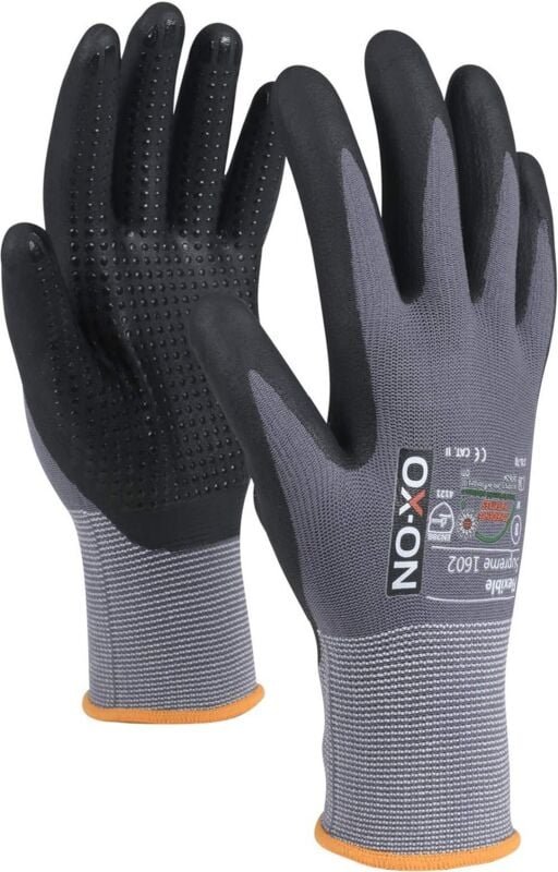 Flexible Supreme 1602 Arbeitshandschuhe mit Noppen, grau, Größe(11/XXL), 1 Paar - Ox-on