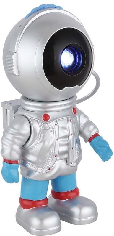 LED Tischleuchte Nachttischlampe 18 Motive silber Projektor dimmbar H 18,5 cm