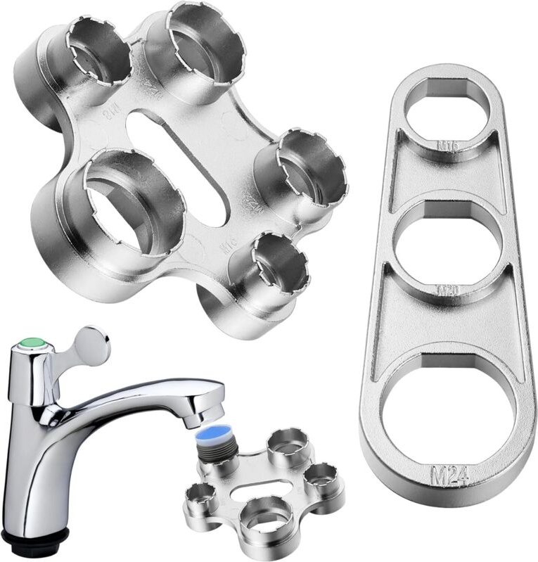 2-teiliger Wasserhahn-Luftsprudlerschlüssel, Mischdüsen-Luftsprudler, Mehrzweckwerkzeug zur Regulierung des Wasserdurchf...