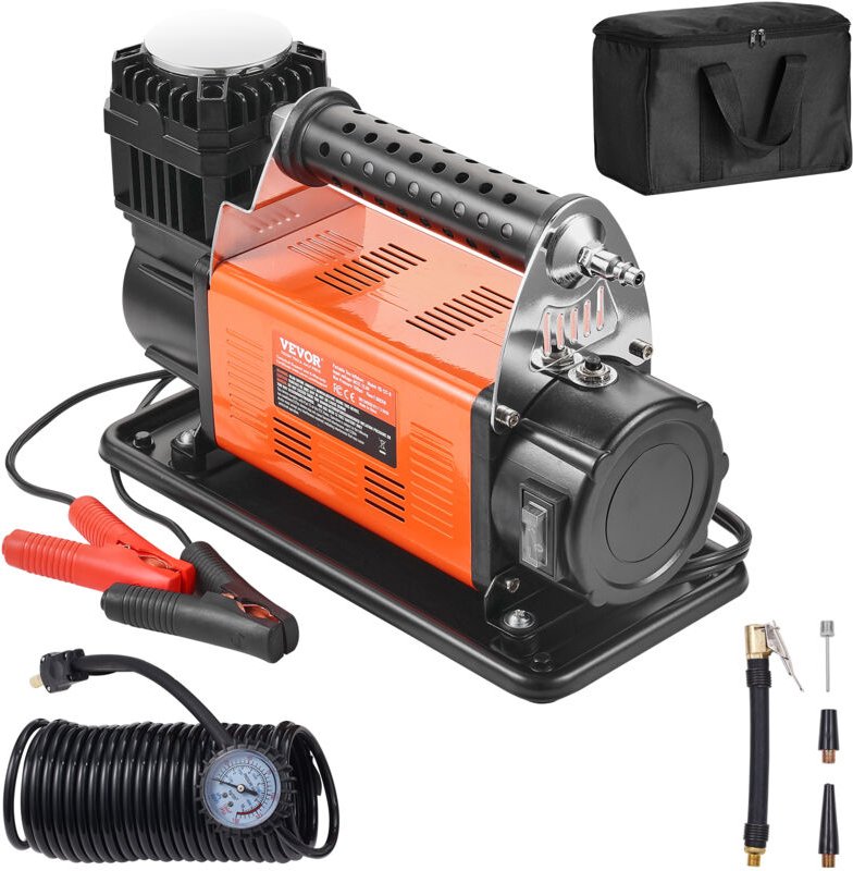 Tragbarer 12-V-Reifenfüller, 7,06 cfm Hochleistungs-Luftkompressor, 150 psi Offroad-Luftpumpe mit Adaptern für Auto, suv...