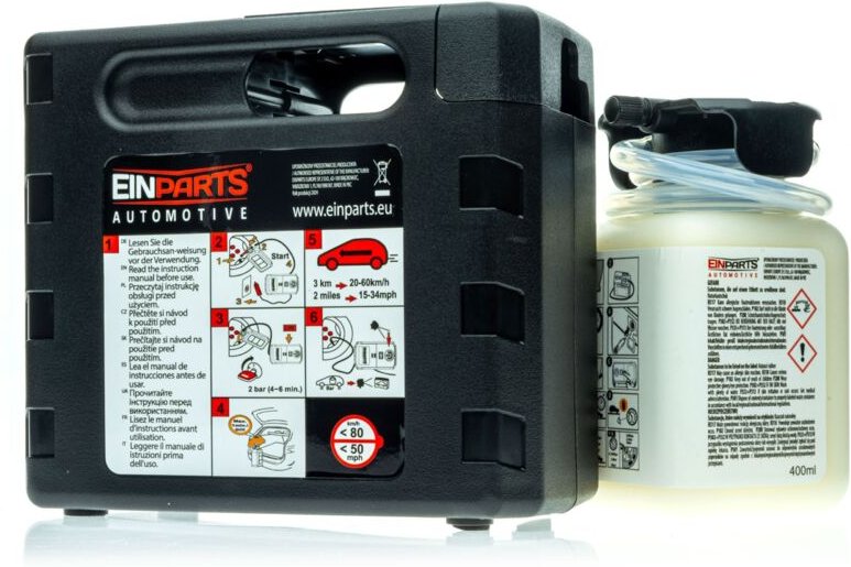 EPAP09 Reifenreparaturset mit Dichtmittel 400 ml Luftkompressor 120 W 10 A