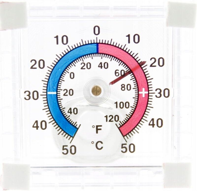 Square bimetallic thermometer for windows 50c to 50c