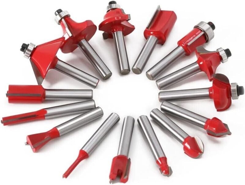 Zubehör für Frästour, 15-teiliges Set mit 1/4 Zoll Fräser, Tungstahlnadel für Holzschnitt