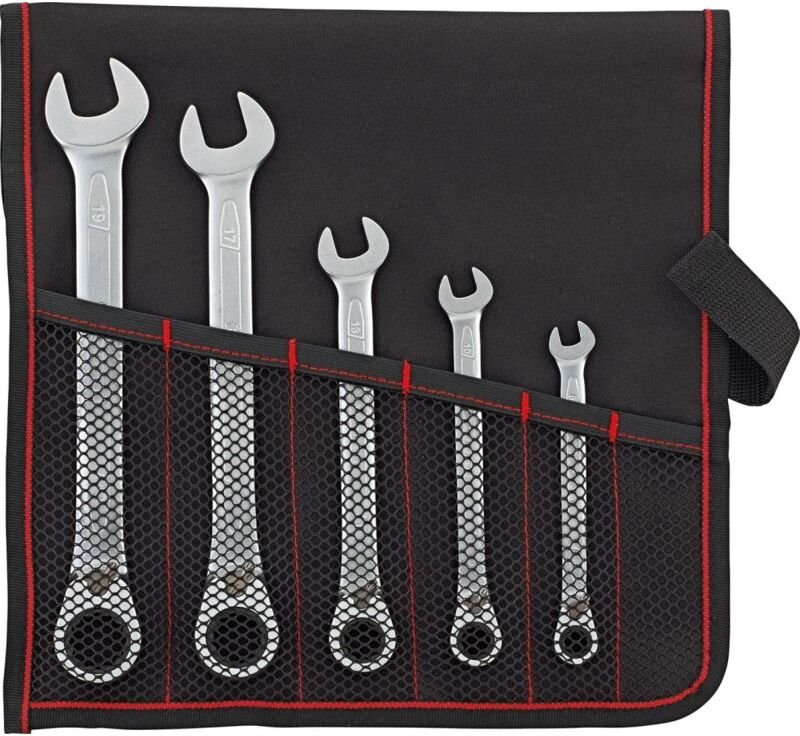 Format - Ratschenschlüssel-Satz in Rollt. umschaltbar 8-19mm, 5-teilig