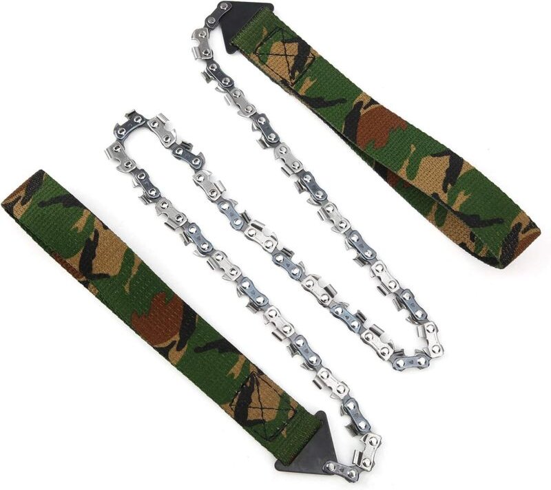 Linghhang - Handkettensäge - Mini-Handkettensäge zum Überleben im Freien, 33T, Logging, Camping, Taschensäge, Camouflage