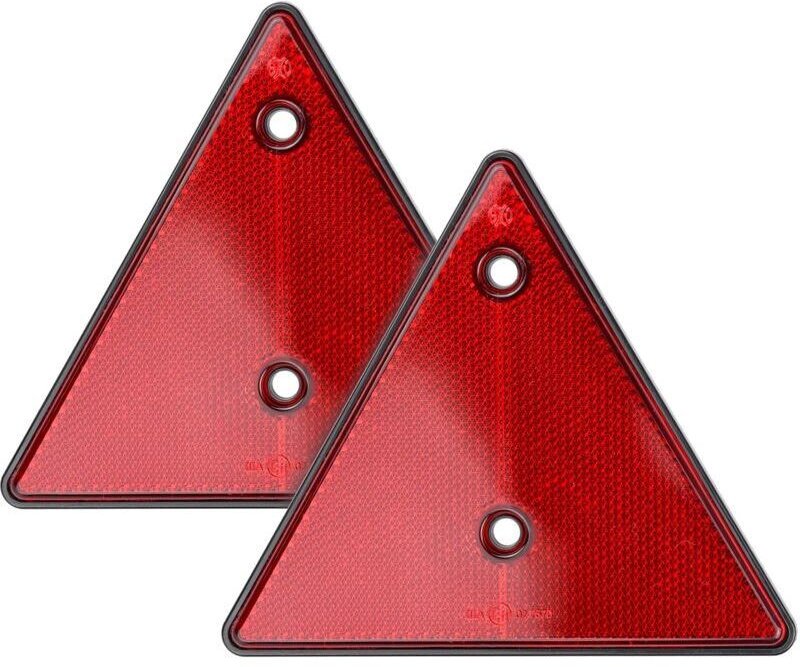 2 Stück rote Dreiecksreflektoren – Feste Dreiecksreflektoren mit Schraube für Anhänger, Wohnwagen, LKW, Traktor, Fahrzeu...