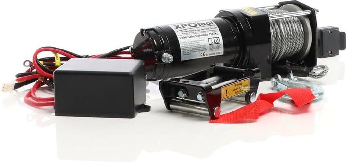 Elektrische Seilwinde 1587kg 12V, Seilzug mit 10,5m Stahlseil, 1,5PS Motorwinde für Offroad, Hebezug für Fahrzeuge, Anhä...