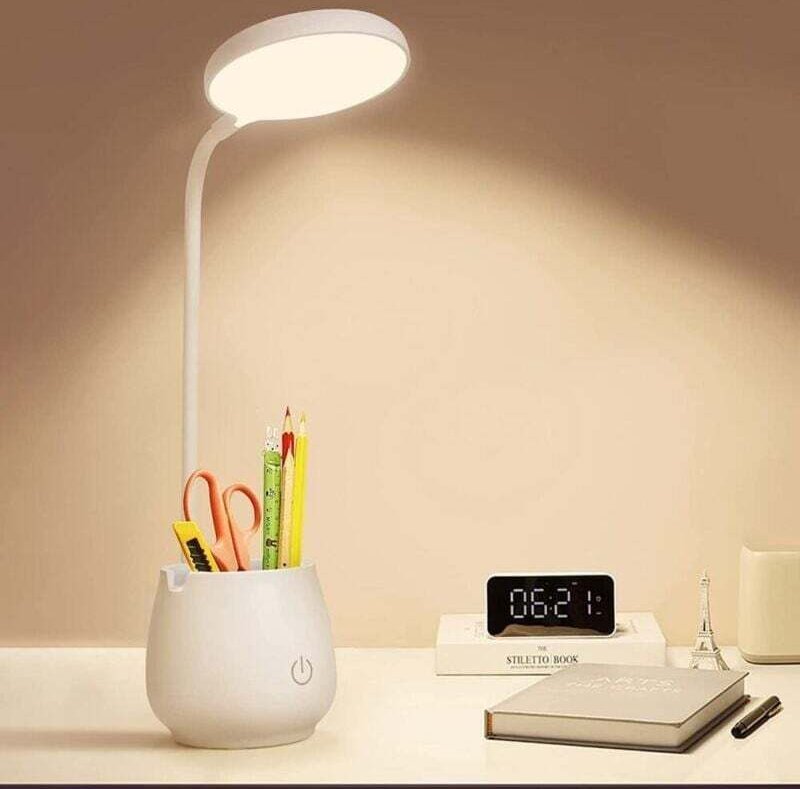 Kleine wiederaufladbare LED-Schreibtischlampe, augenschützendes Design, bietet 3 Farbbeleuchtungsmodi, geeignet für Stud...