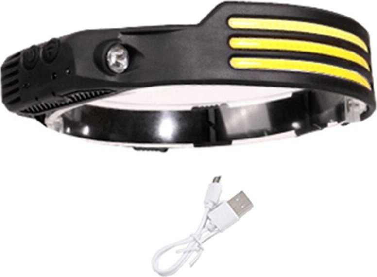 Induktions-Kopflampe, COB-Scheinwerfer, Taschenlampe, wiederaufladbar über USB (weißes Licht)