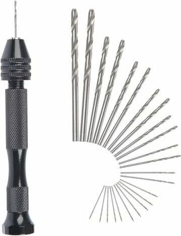 Mini-Handbohrer, Spiralbohrer-Bits + 25 Mikro-Akku-Spiralbohrer, Aluminium-Stiftschraubstock, Rotationswerkzeuge, verste...