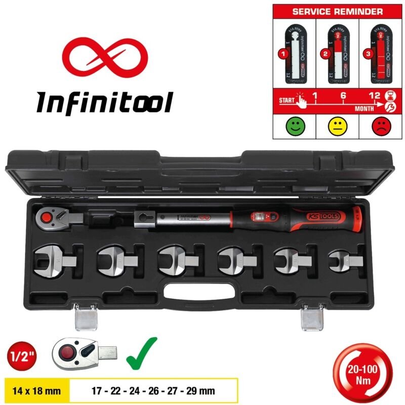 KS Tools 14x18 mm INFINITOOL Einsteck-Drehmomentschlüssel-Satz 20-100 Nm, 8-tlg