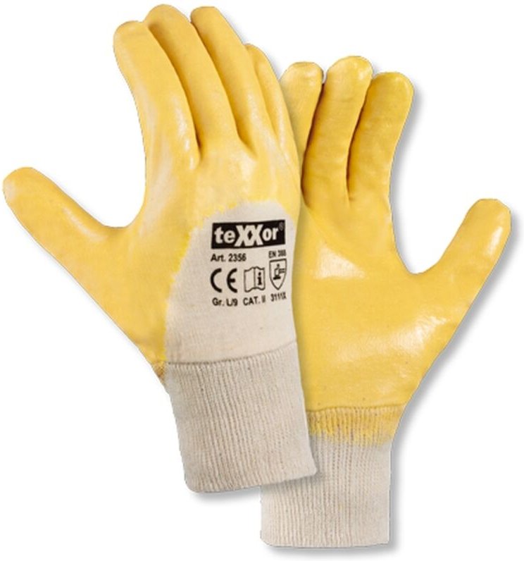 teXXor Nitril-Handschuh STRICKBUND beige/gelb 2356 Größe 10