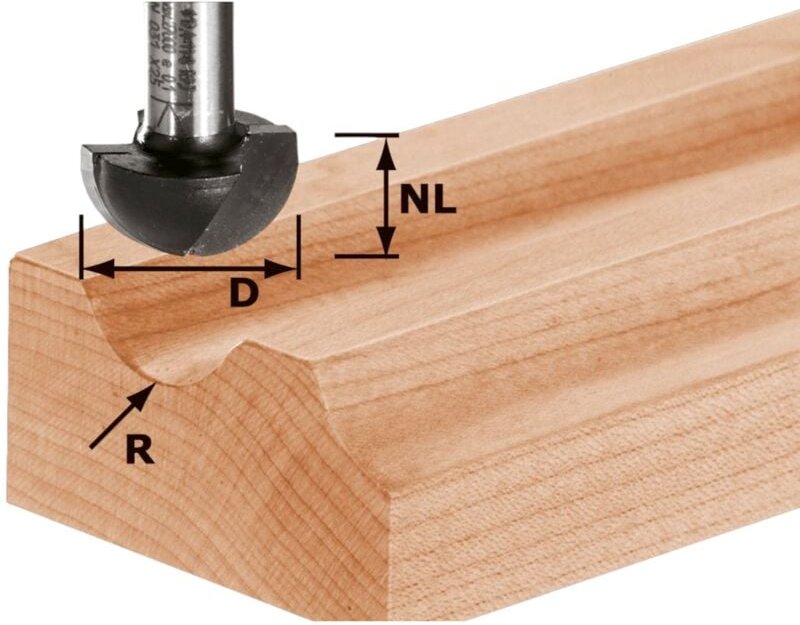 Hw S8 R6,35 Hohlkehlfräser 12,70 x 10 x 40 x 8 mm ( 490984 ) für Oberfräse of 900, of 1000, of 1010, of 1010 r, of 1400,...